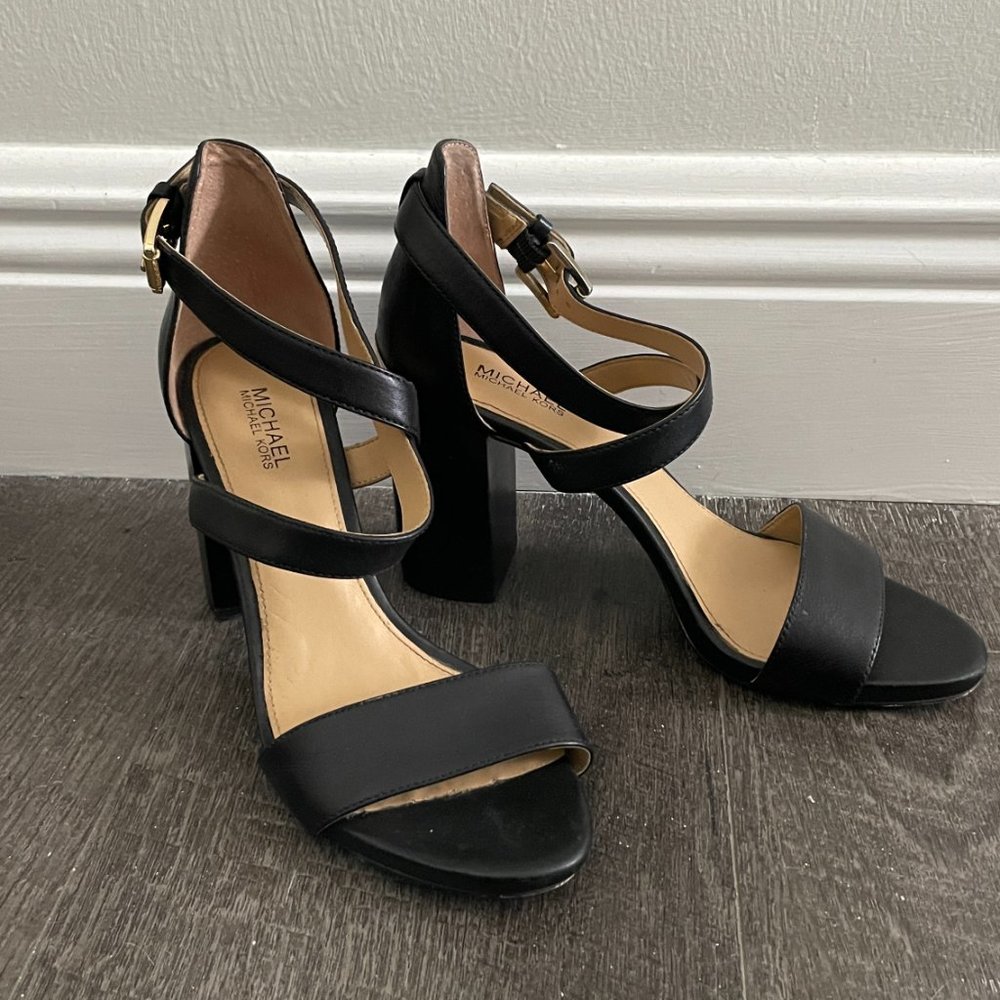 Vintage Michael Kors Black Cross Strap Chunky Heels